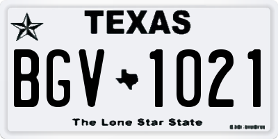 TX license plate BGV1021