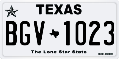 TX license plate BGV1023