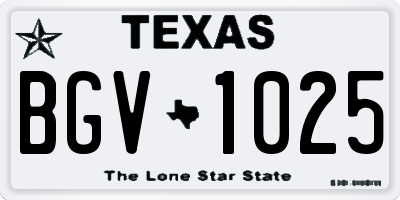 TX license plate BGV1025