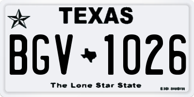 TX license plate BGV1026