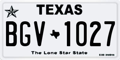 TX license plate BGV1027