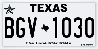 TX license plate BGV1030