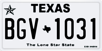 TX license plate BGV1031