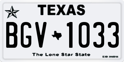 TX license plate BGV1033