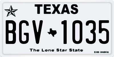 TX license plate BGV1035