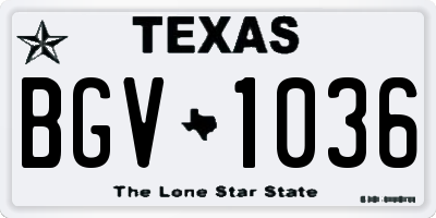 TX license plate BGV1036