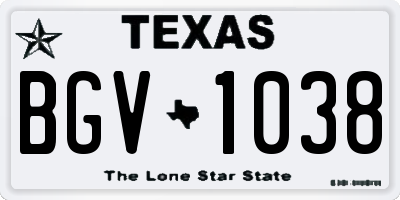 TX license plate BGV1038