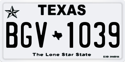 TX license plate BGV1039