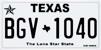 TX license plate BGV1040