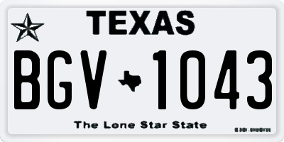 TX license plate BGV1043