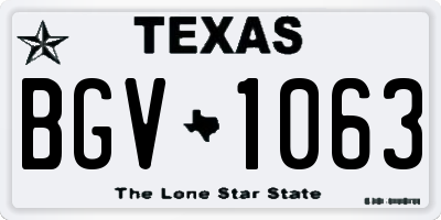 TX license plate BGV1063