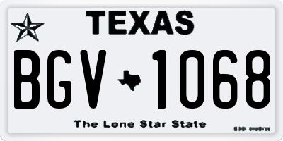 TX license plate BGV1068