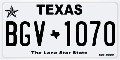 TX license plate BGV1070