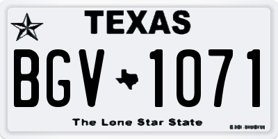 TX license plate BGV1071