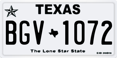 TX license plate BGV1072