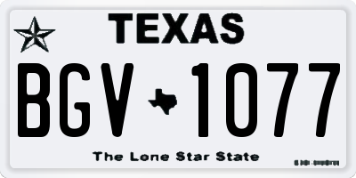 TX license plate BGV1077