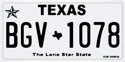 TX license plate BGV1078