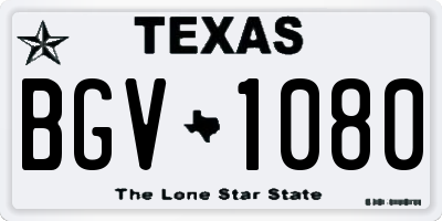TX license plate BGV1080
