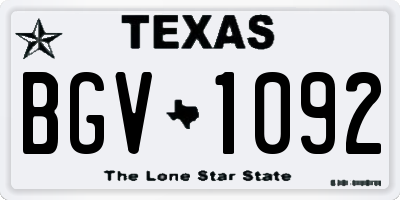 TX license plate BGV1092