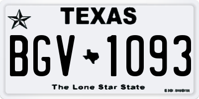 TX license plate BGV1093