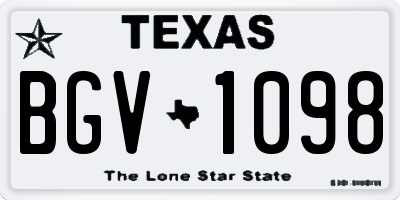 TX license plate BGV1098