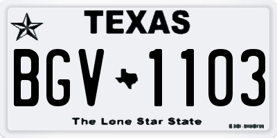 TX license plate BGV1103