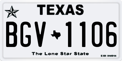 TX license plate BGV1106