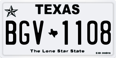 TX license plate BGV1108