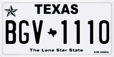TX license plate BGV1110