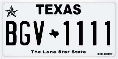 TX license plate BGV1111