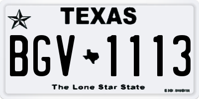 TX license plate BGV1113