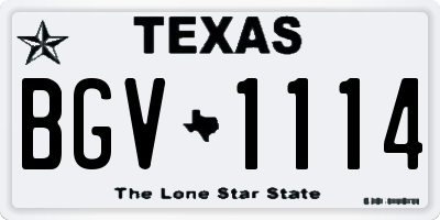 TX license plate BGV1114
