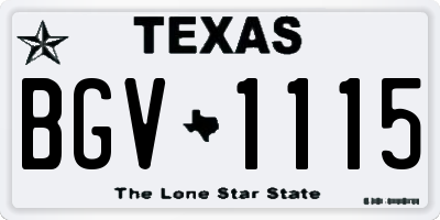 TX license plate BGV1115