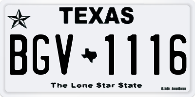 TX license plate BGV1116