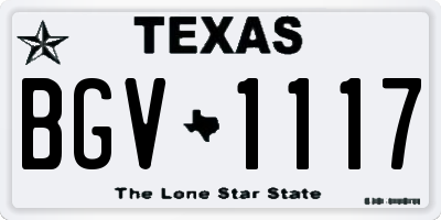 TX license plate BGV1117