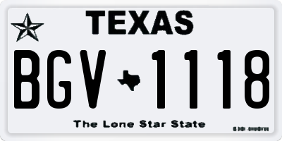 TX license plate BGV1118