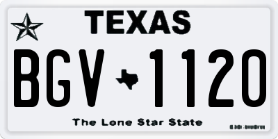 TX license plate BGV1120
