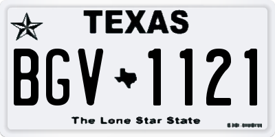TX license plate BGV1121