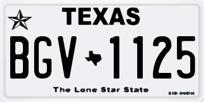 TX license plate BGV1125