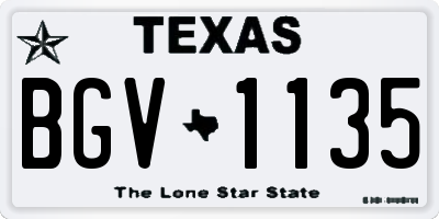 TX license plate BGV1135