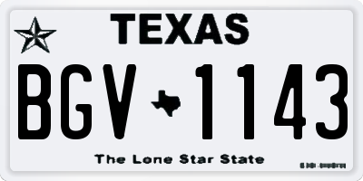 TX license plate BGV1143
