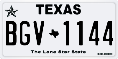 TX license plate BGV1144