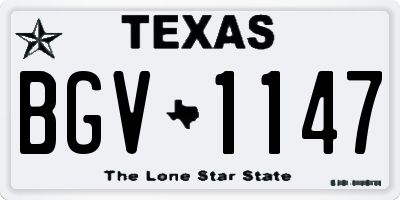 TX license plate BGV1147