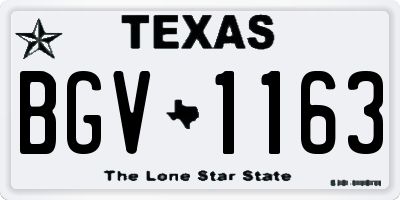TX license plate BGV1163