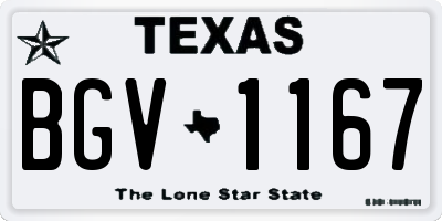 TX license plate BGV1167
