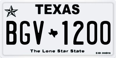 TX license plate BGV1200