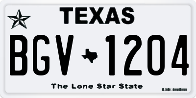 TX license plate BGV1204