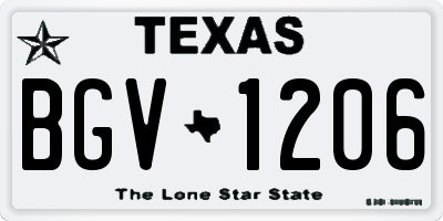 TX license plate BGV1206