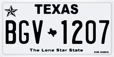 TX license plate BGV1207