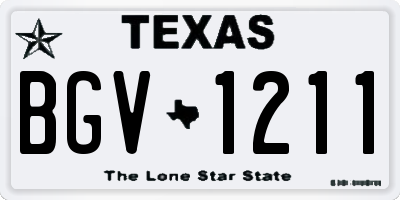 TX license plate BGV1211